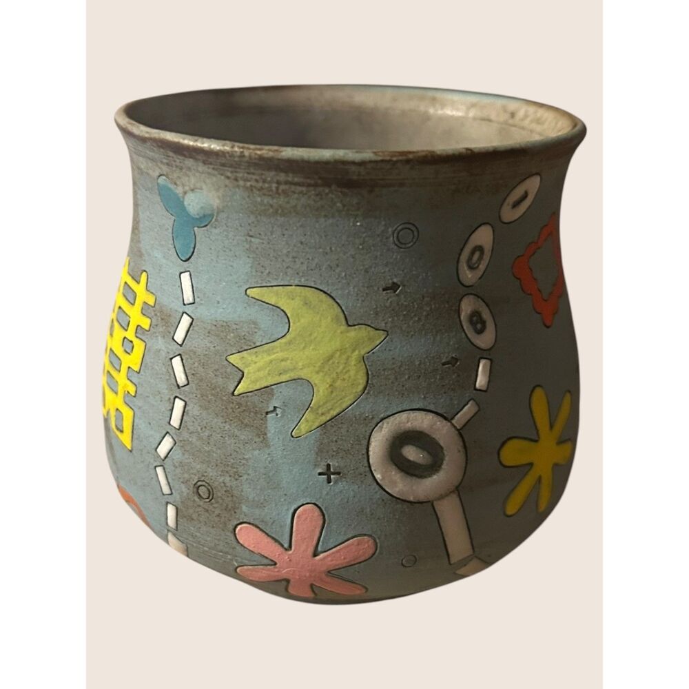 ☕️ MASA SASAKI CERAMICS BUDDHA MOTIF BLUE POT BELLY ART MUG 100% HAND CRAFTED - Picture 3 of 8